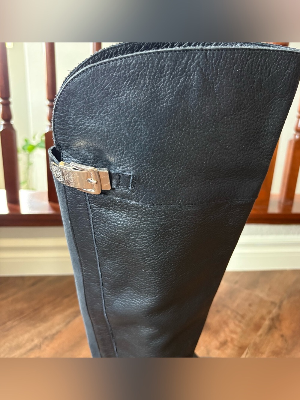 Vince Camuto Women’s 8.5M Black Leather Knee High Riding Boots Side Zip Buckle - Picture 7 of 16